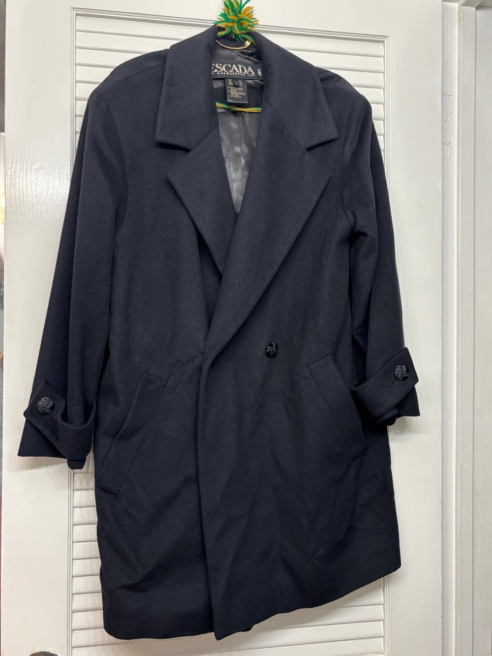 Escada Black Classic  Cashmere Wool Blend Coat Jacket size 34